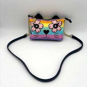 Colorful Cat Face Kids Crossbody Bag